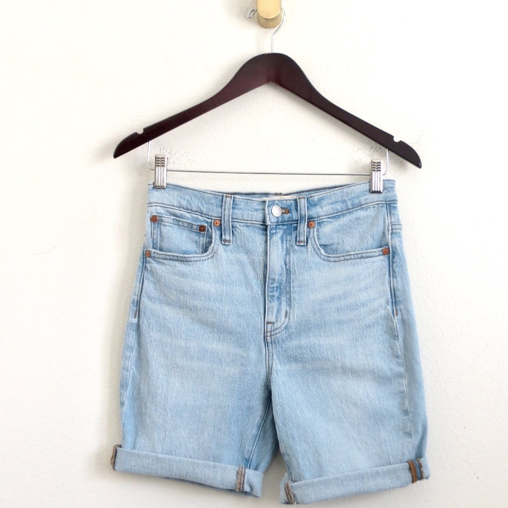 Madewell High Rise Slim Crop Boy Jean Denim Shorts Blue SZ 25 Tall